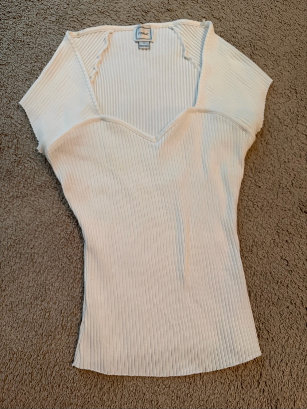 Maeve White Sweetheart Ribbed Top
